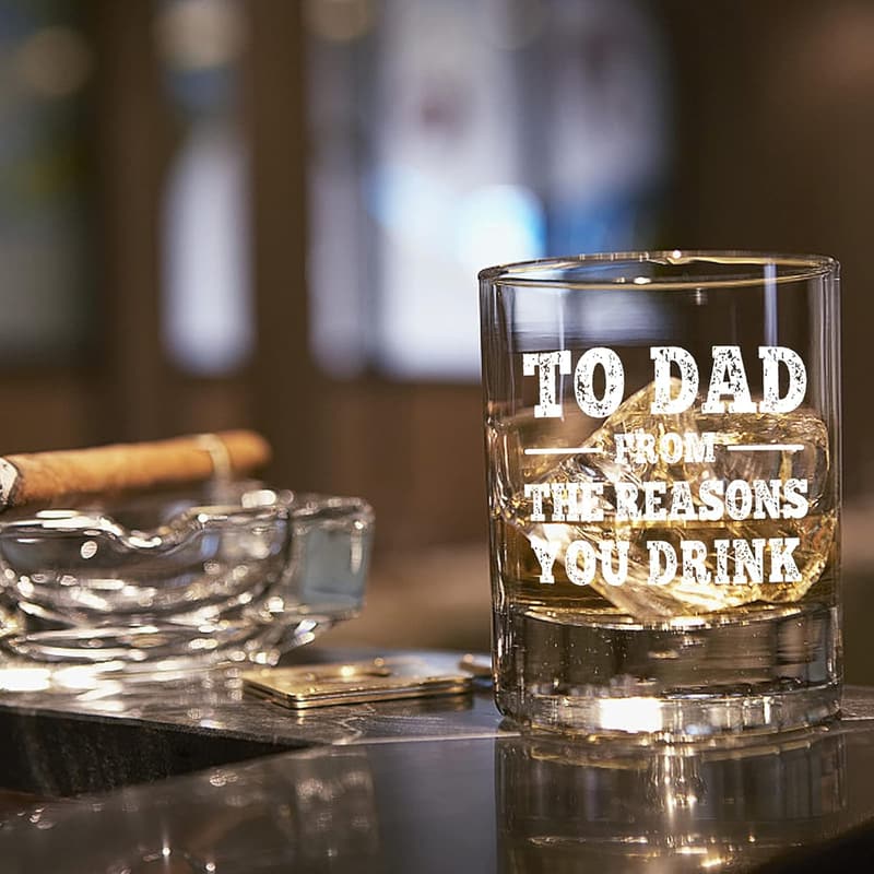 Funny Whiskey Glasses for Dad - Novelty Birthday Gift, 11 oz