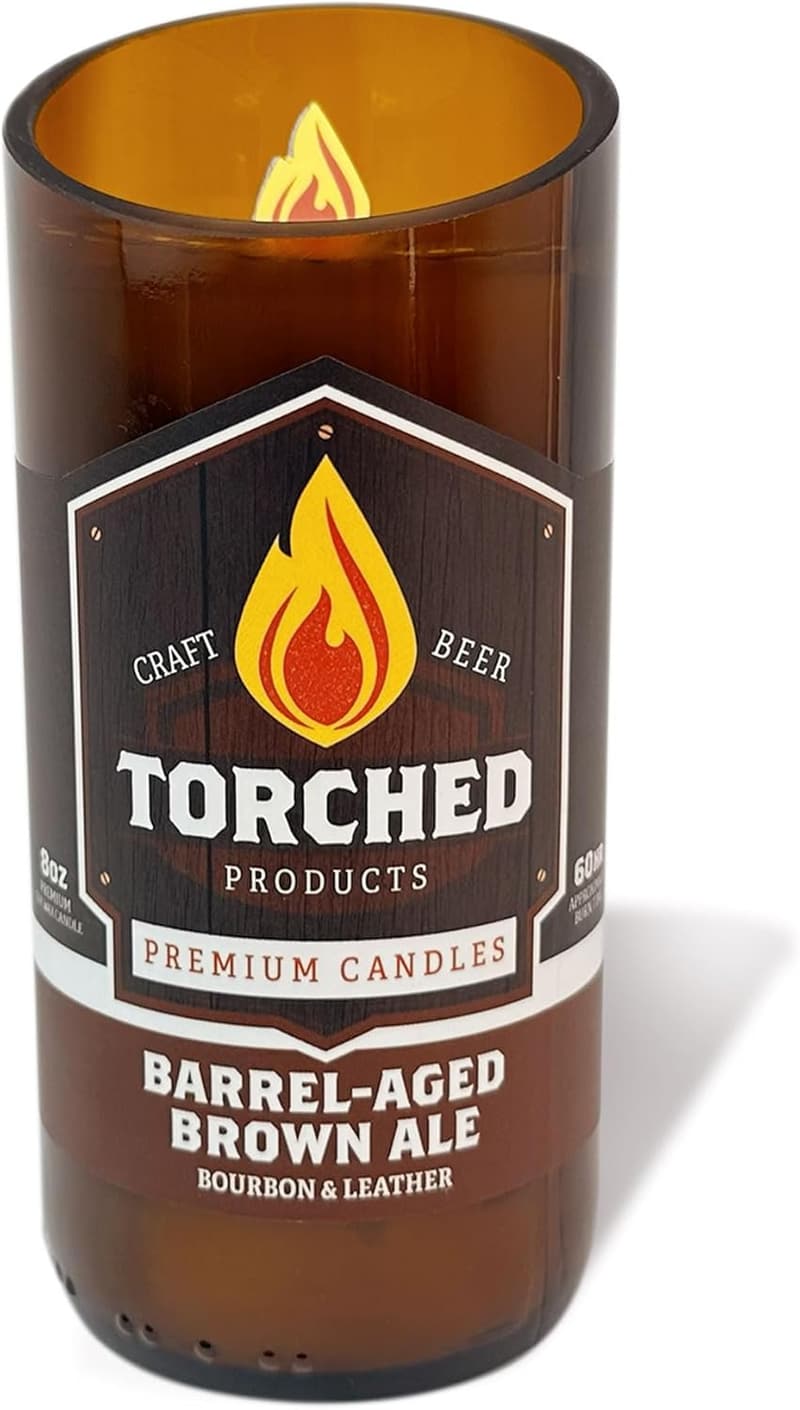 Beer Scented Soy Candle | 8 oz Natural Brown Ale | Gift for Men