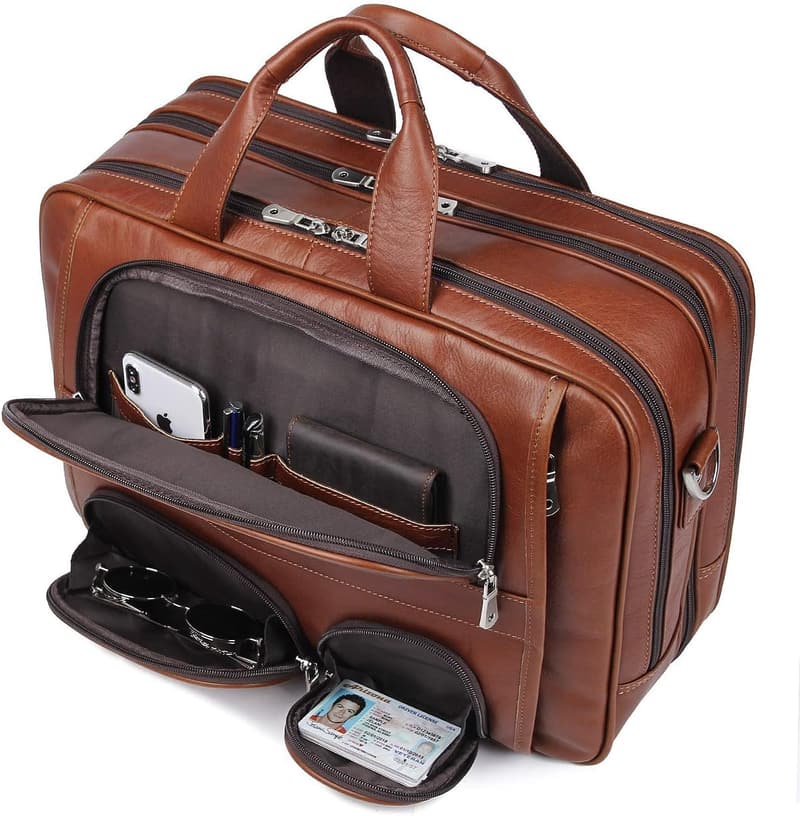 Genuine Leather Laptop Duffel Bag for Men - Fits 15.6