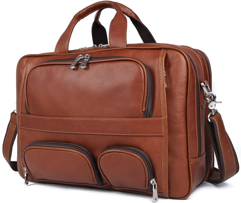 Genuine Leather Laptop Duffel Bag for Men - Fits 15.6