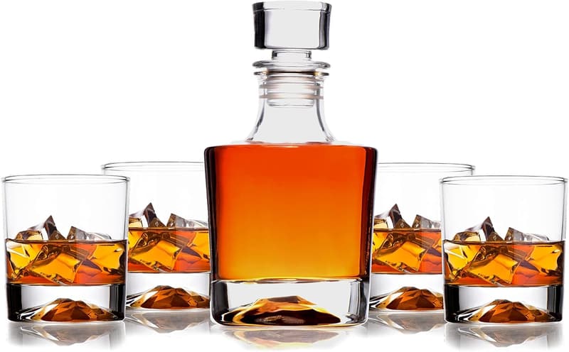 Whiskey Decanter Set with 4 Glasses - Gift for Him
