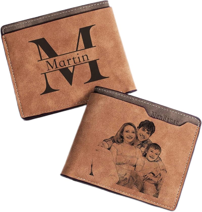 Personalized Photo Wallet for Men - Engraved Gift for Dad