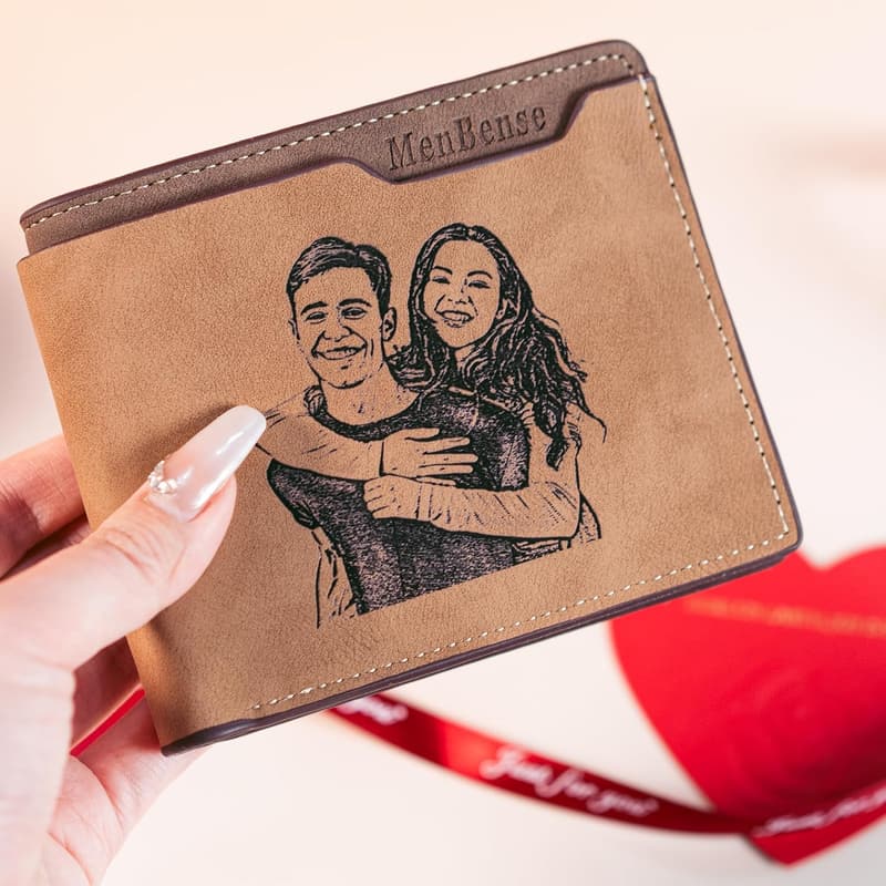 Personalized Photo Wallet for Men - Engraved Gift for Dad