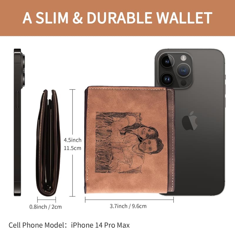 Personalized Photo Wallet for Men - Engraved Gift for Dad