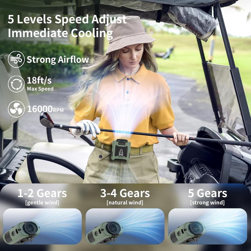 Rechargeable 10000mAh Wearable Neck Fan for Outdoor Travel