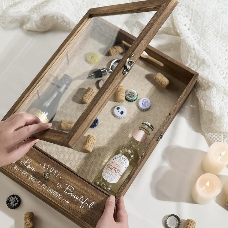 Large Shadow Box Frame with Removable Shelves - Brown Memory Display