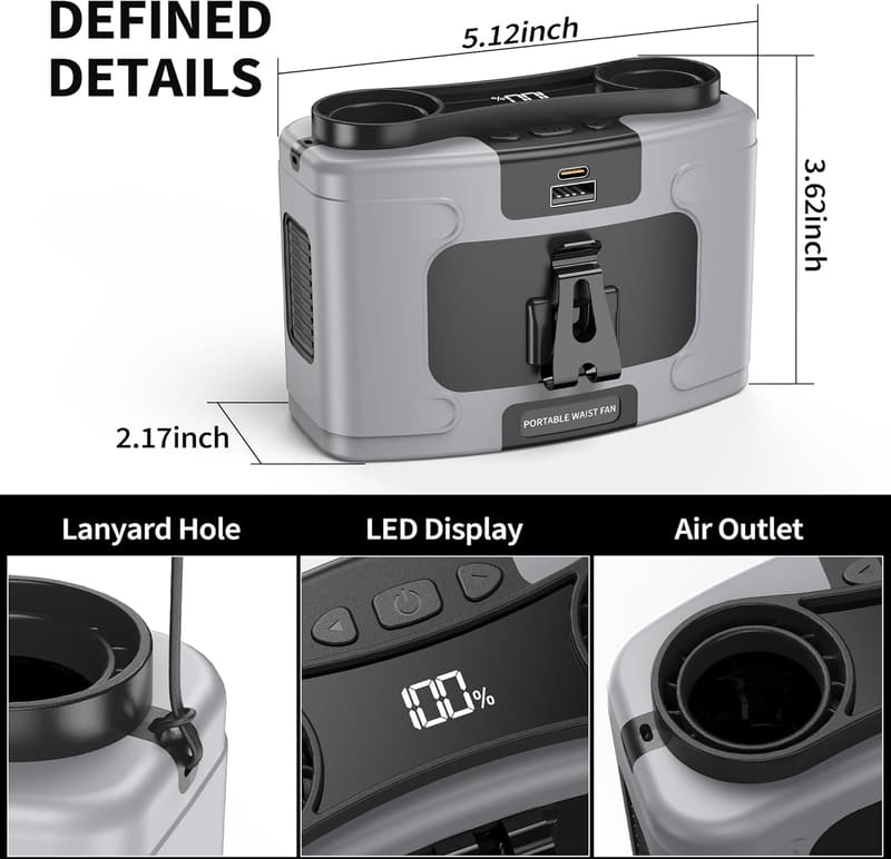 Rechargeable 20000mAh Portable Clip-On Fan - 40H Cooling for Outdoors
