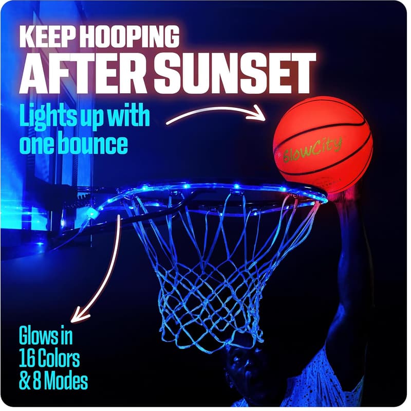 Glow in the Dark Basketball for Kids - LED Light Up Toy