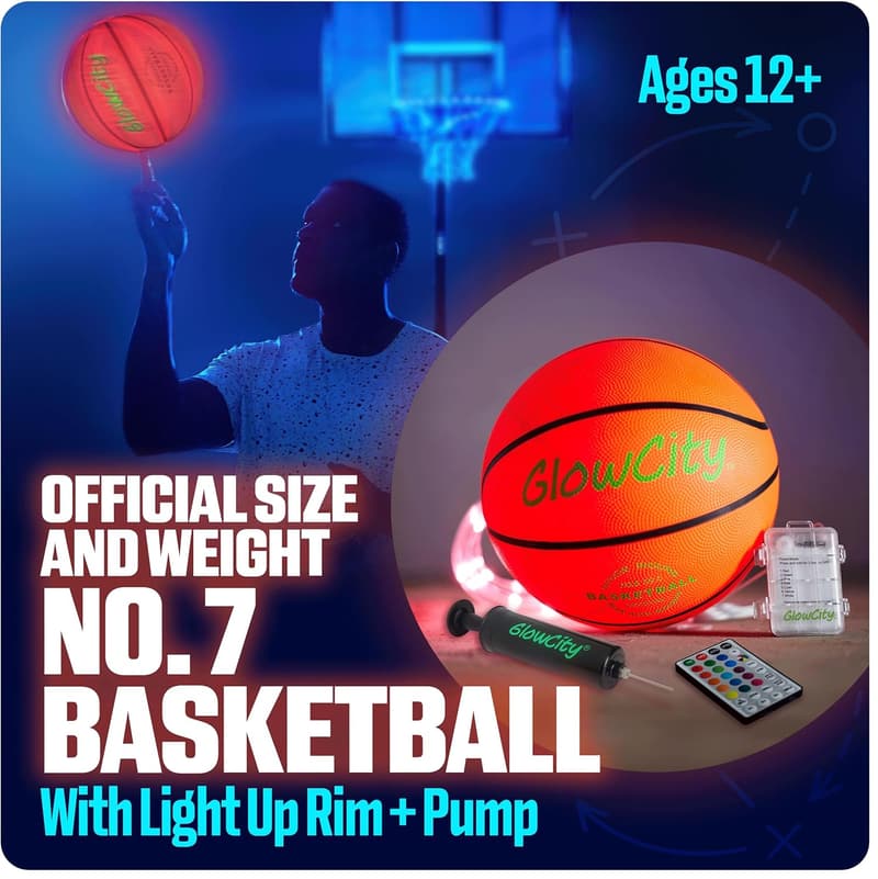 Glow in the Dark Basketball for Kids - LED Light Up Toy