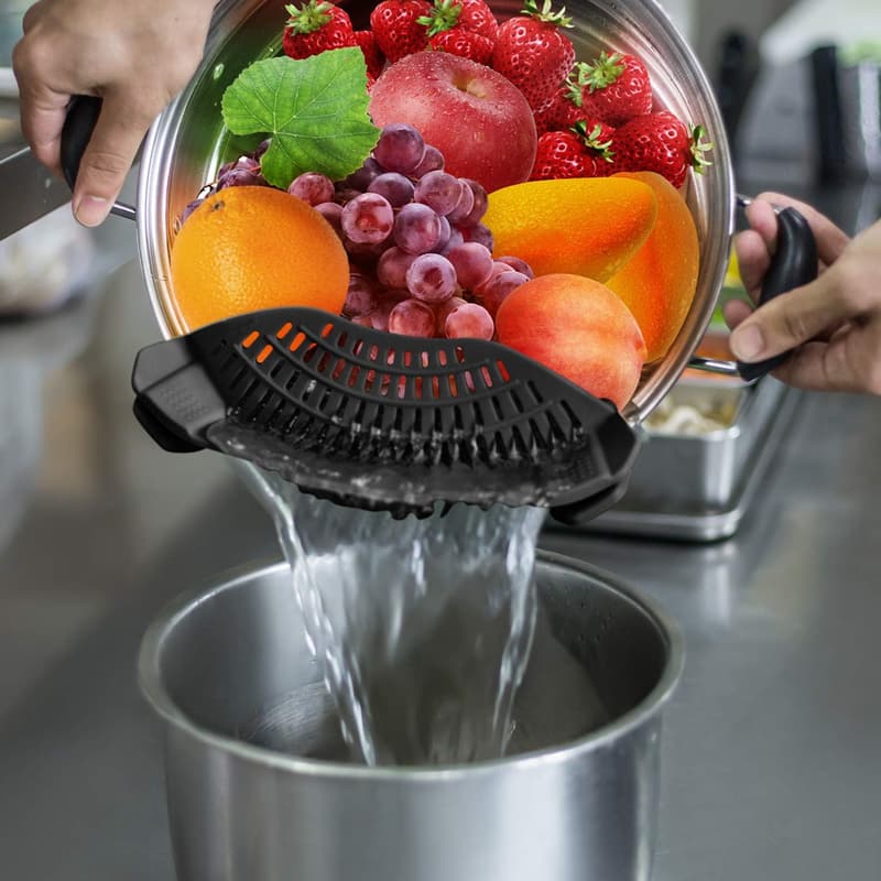 Silicone Clip-On Food Strainer for Pots and Pans
