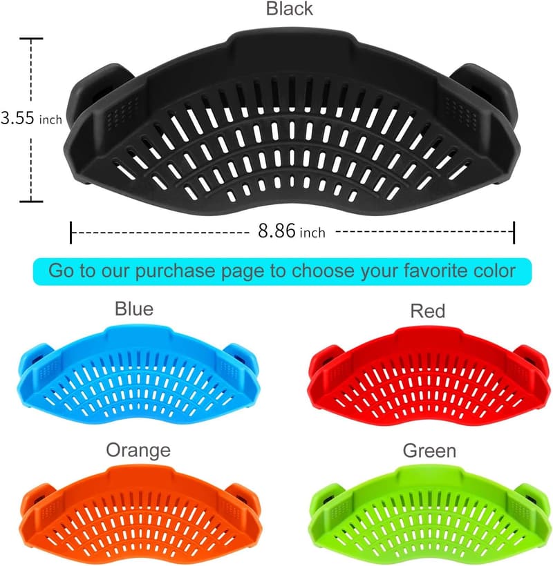 Silicone Clip-On Food Strainer for Pots and Pans