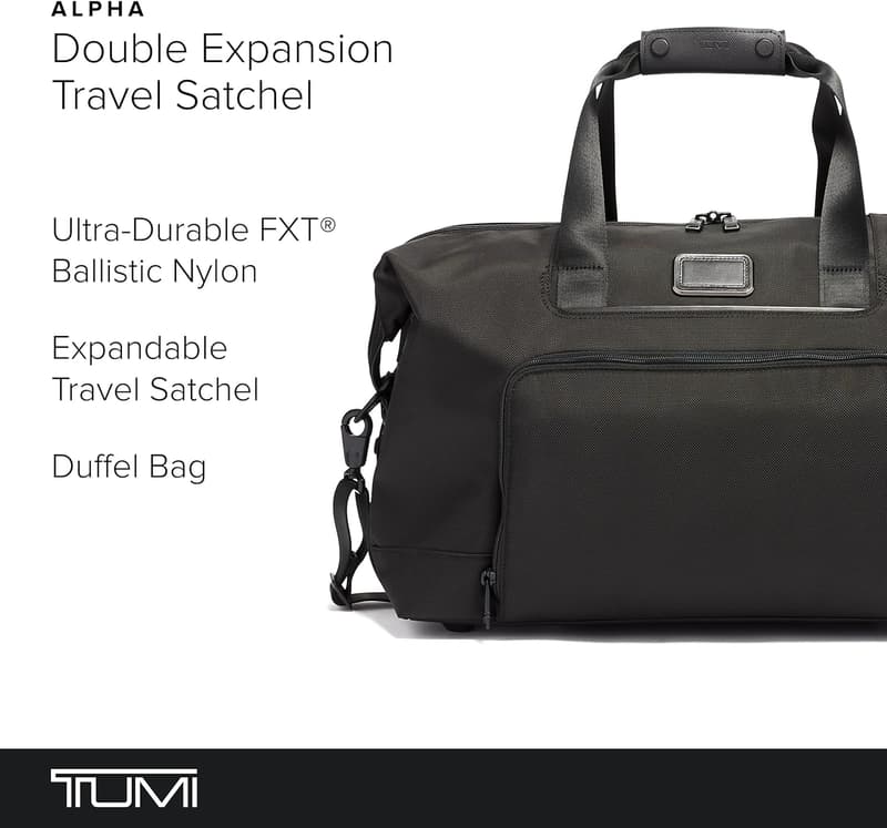 TUMI Alpha Double Expansion Black Travel Duffel Bag
