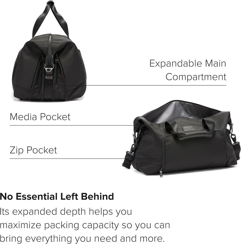 TUMI Alpha Double Expansion Black Travel Duffel Bag