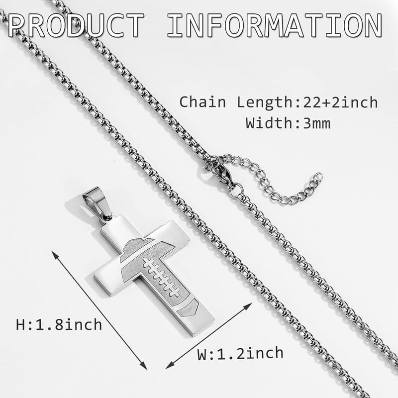 Inspirational Football Cross Necklace for Men & Women