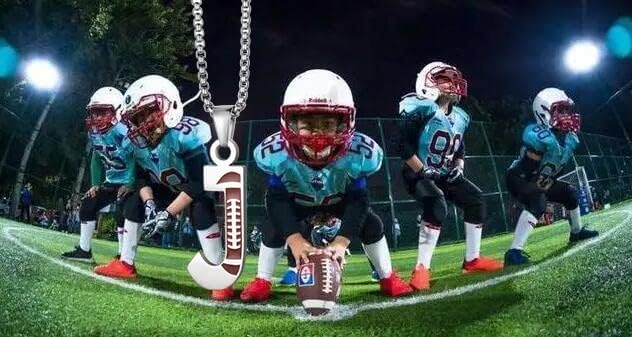 Football Player Number Stainless Steel Necklace – Silver Pendant