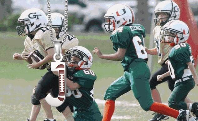 Football Player Number Stainless Steel Necklace – Silver Pendant