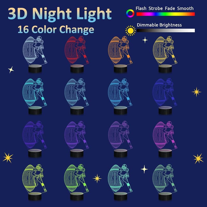 Football Player 3D Nightlight with Remote - Birthday Gift for Kids