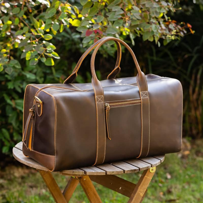 Men's Weekend Travel Bag - Large Full Grain Cowhide Leather