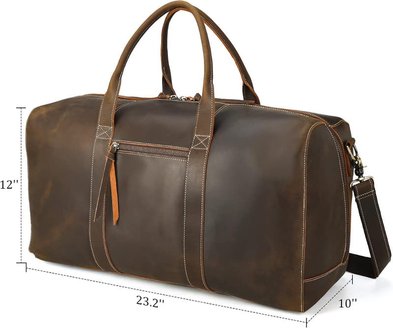 Men's Weekend Travel Bag - Large Full Grain Cowhide Leather