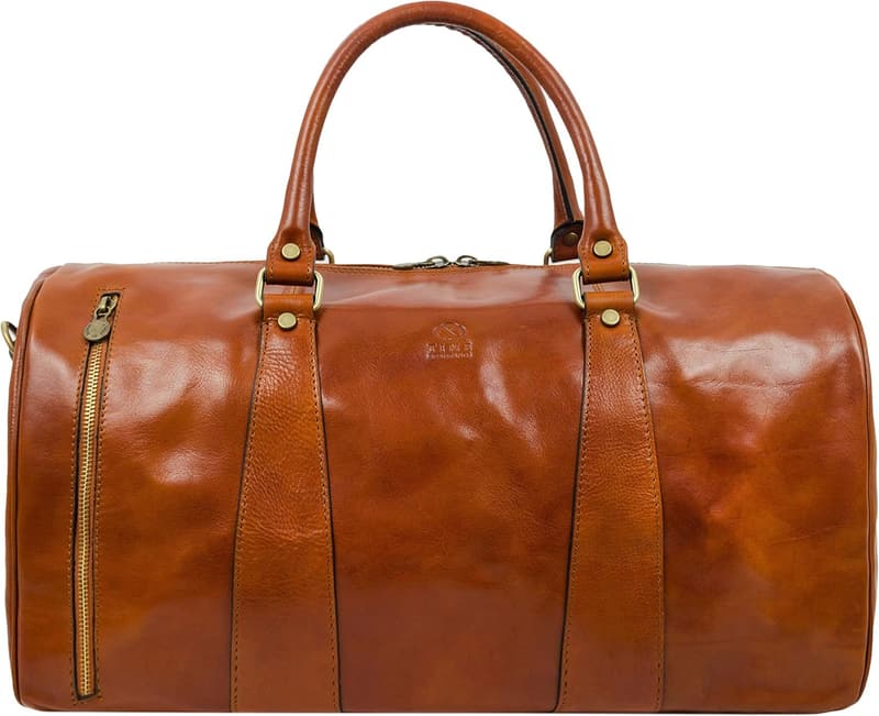 Large Leather Duffel Bag for Travel and Gym
