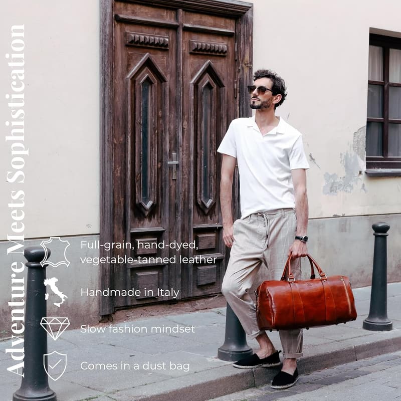 Large Leather Duffel Bag for Travel and Gym