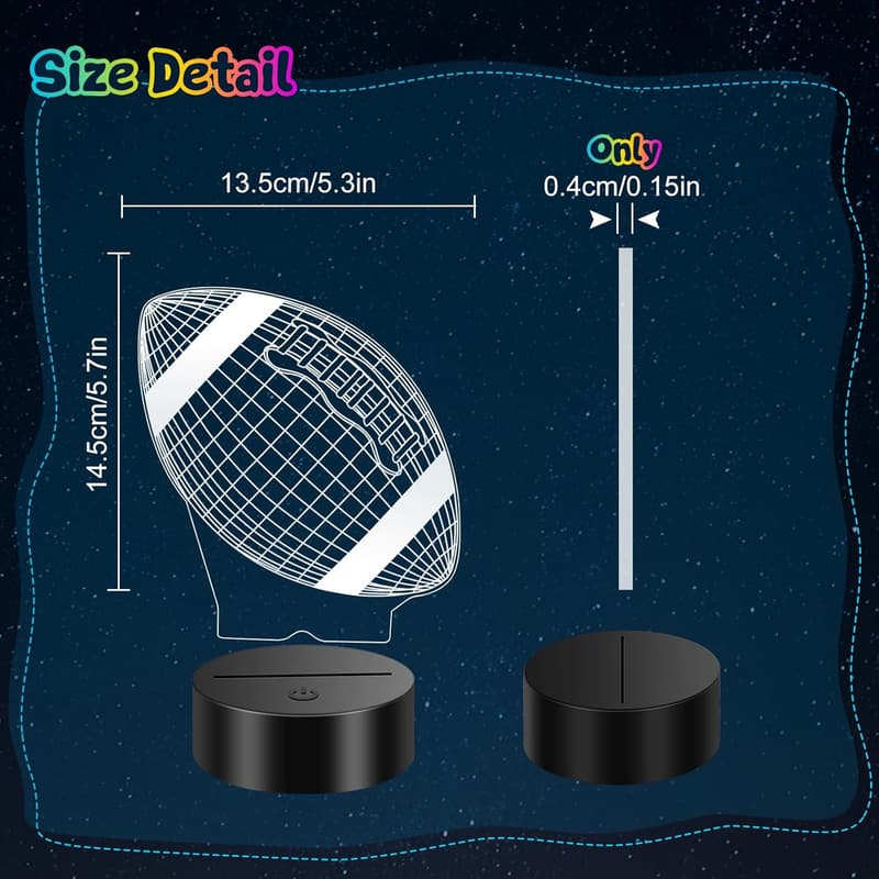 3D Illusion Football Night Light for Kids, Ages 8-13 Birthday Gift