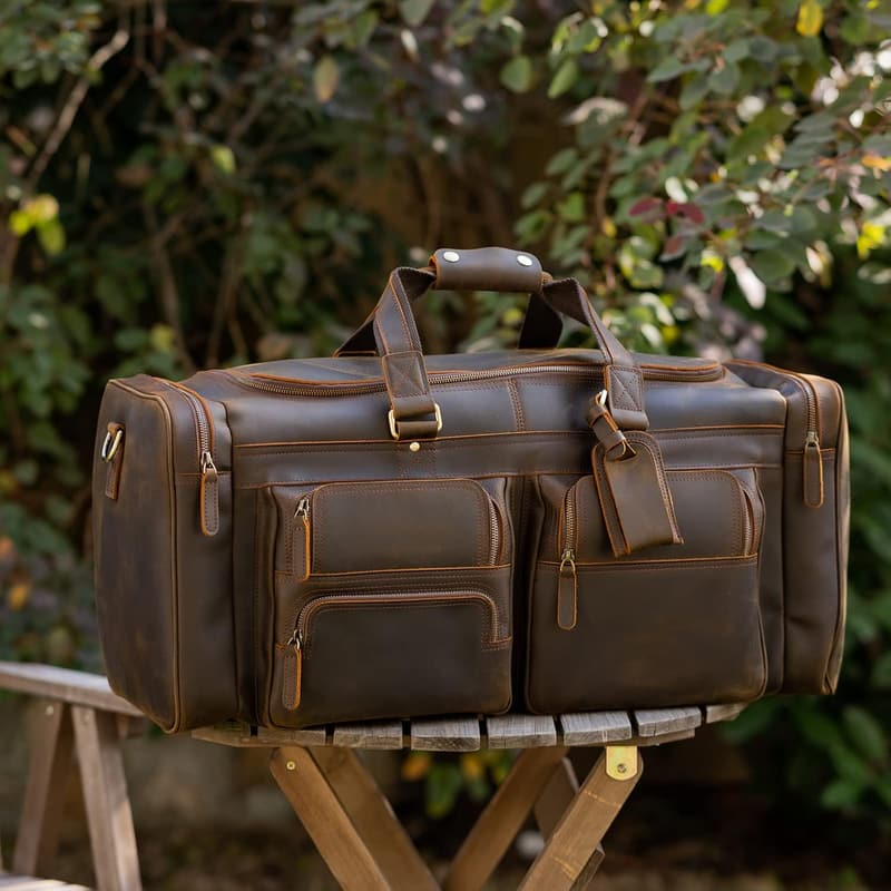 Men's Leather Duffel Bag - 26