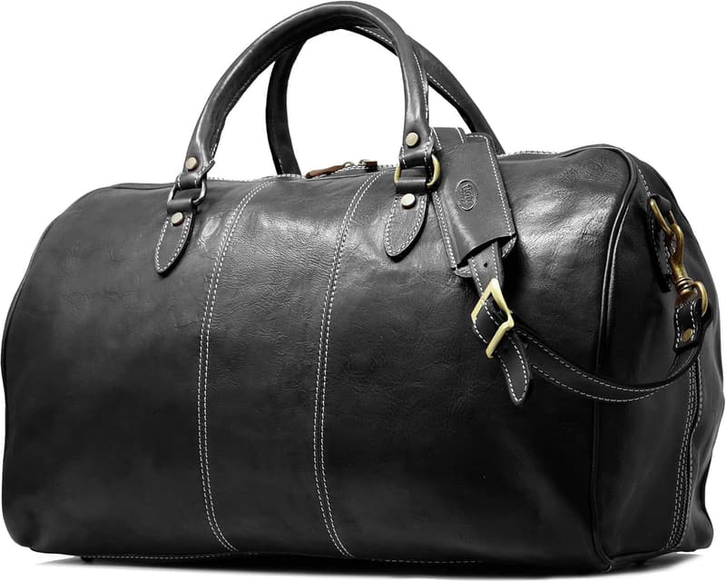 Italian Leather Weekender Duffle Bag