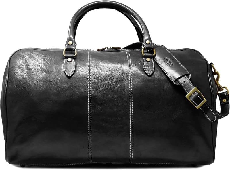Italian Leather Weekender Duffle Bag