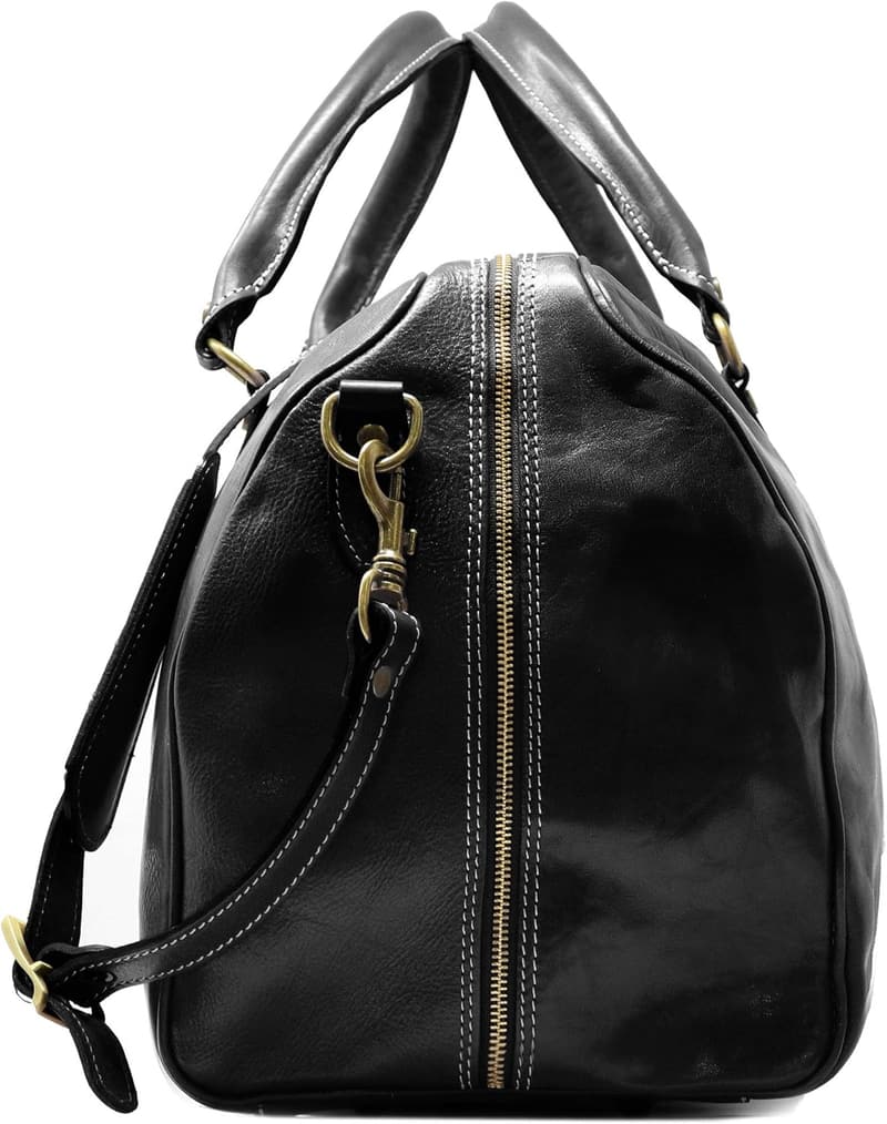 Italian Leather Weekender Duffle Bag
