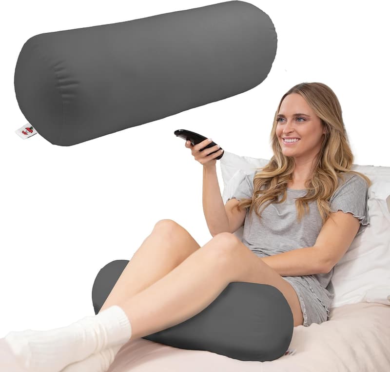 Gray Bolster Pillow for Neck, Back, and Limb Pain Relief