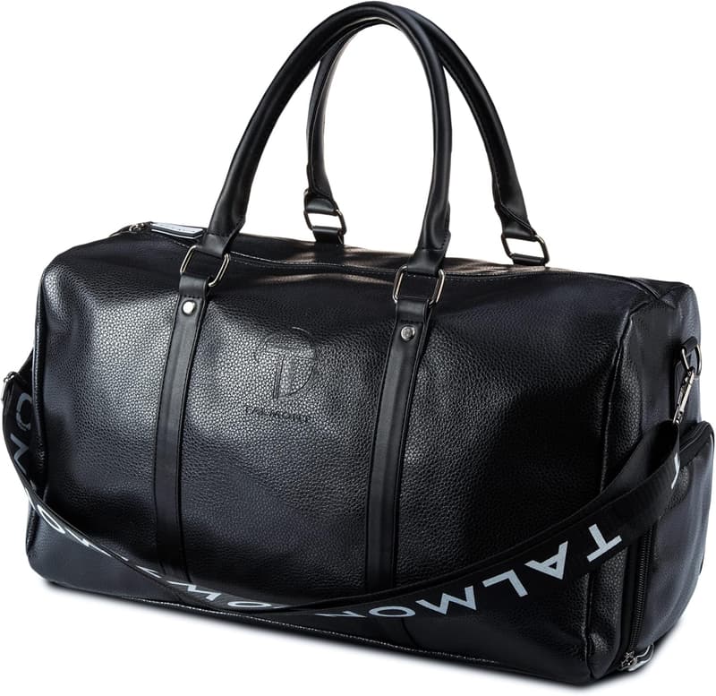 Men's Leather Gym Duffle Bag with Shoe Compartment - 17.7