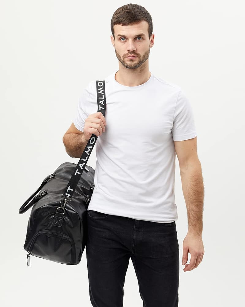 Men's Leather Gym Duffle Bag with Shoe Compartment - 17.7