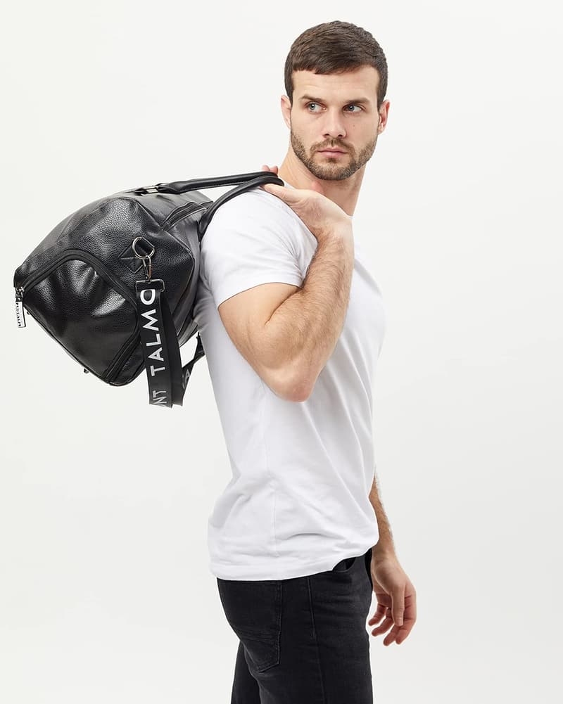 Men's Leather Gym Duffle Bag with Shoe Compartment - 17.7