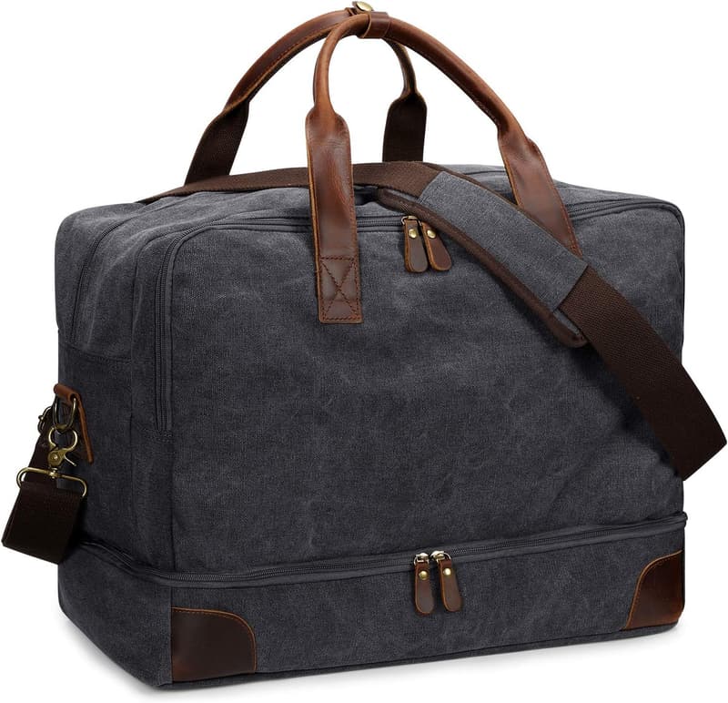 Men's Canvas Travel Duffel Bag with Shoe Compartment