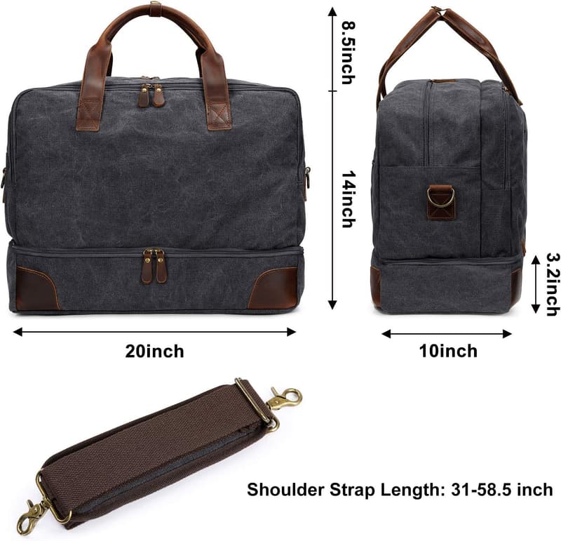 Men's Canvas Travel Duffel Bag with Shoe Compartment