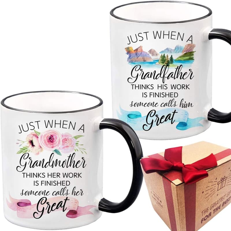 Pregnancy Announcement Mug Set for First-Time Grandparents
