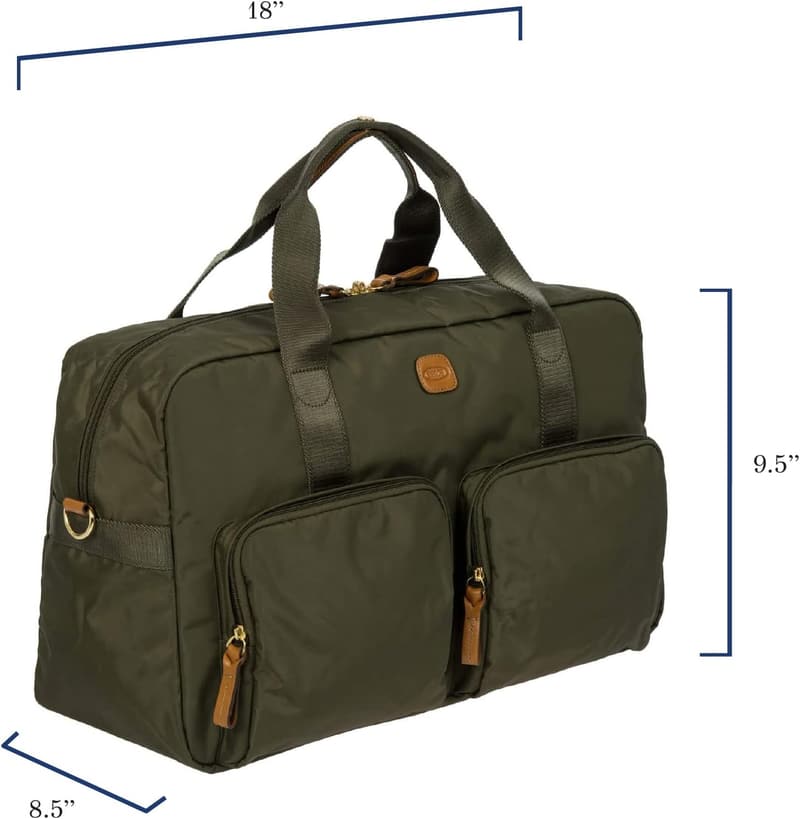 Luxury Olive Duffle Bag - Durable Satin Nylon Weekender