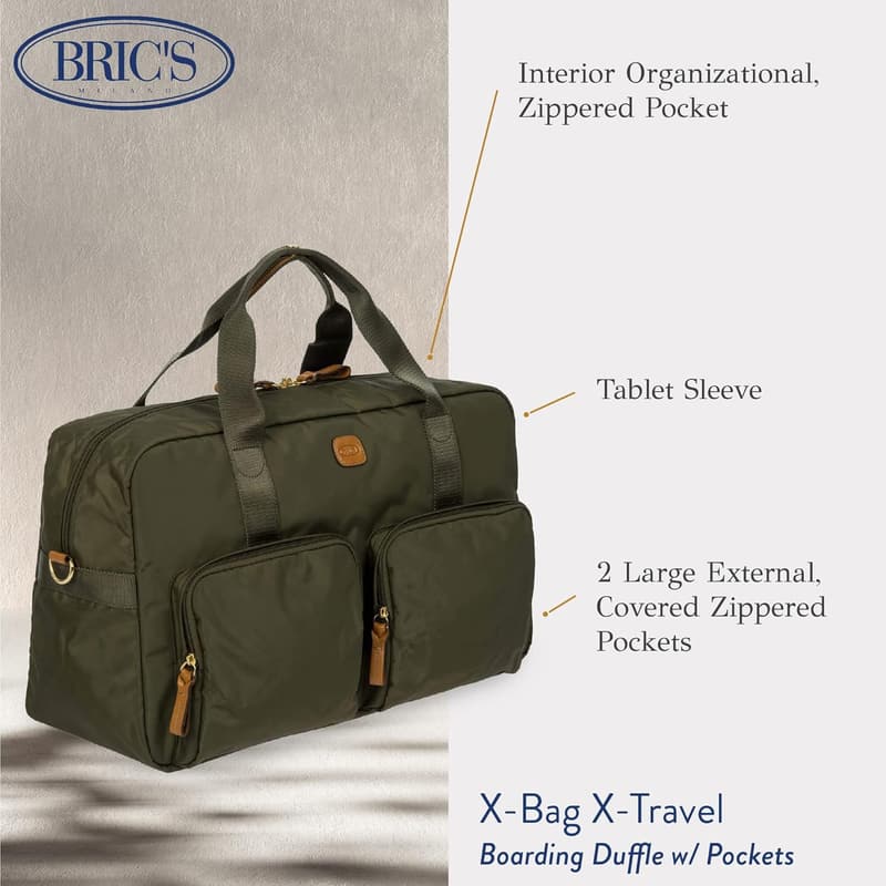 Luxury Olive Duffle Bag - Durable Satin Nylon Weekender