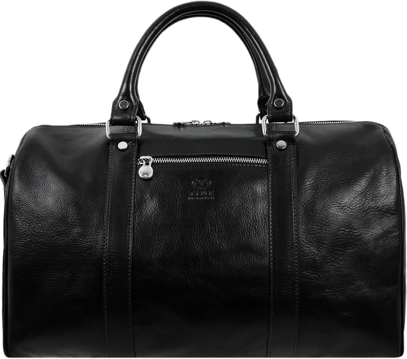 Unisex Brown Full Grain Leather Weekender Duffel Bag