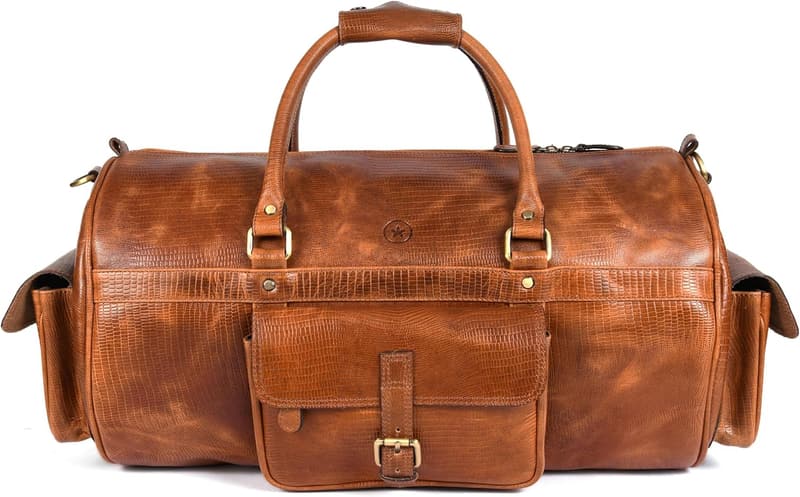 Men's 35L Leather Duffle Bag for Weekend Travel