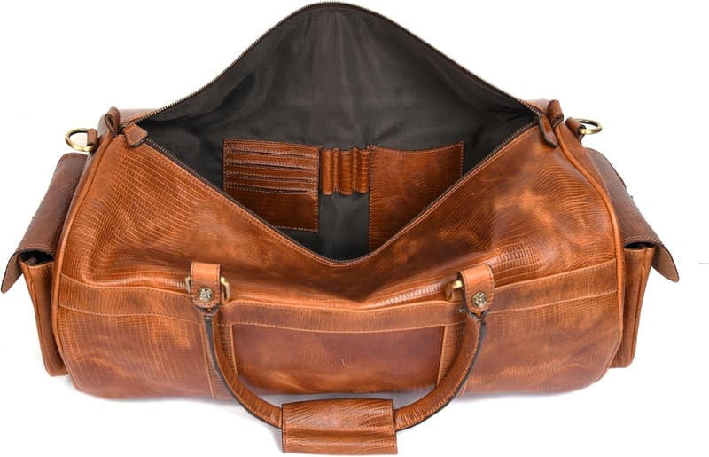 Men's 35L Leather Duffle Bag for Weekend Travel