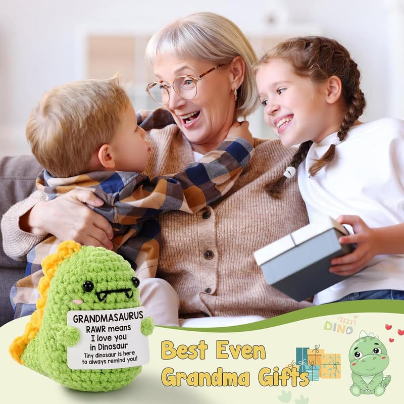 Handmade Crochet Dinosaur Gift for Grandma on Birthday