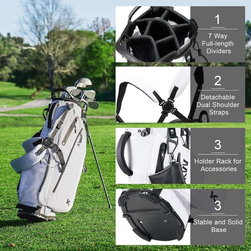 Lightweight Golf Stand Bag with 7 Dividers & 5 Pockets