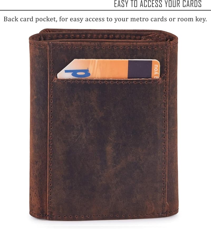 Men's Trifold RFID Blocking Leather Wallet in Gift Box