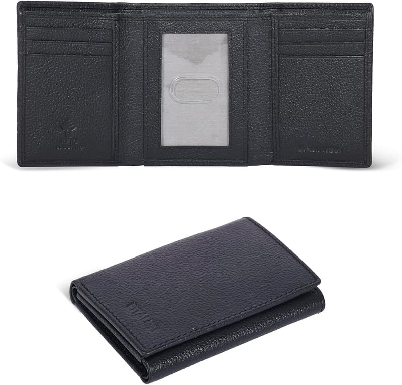 Men's RFID Blocking Leather Trifold Wallet - Slim Design, 6 Card Slots