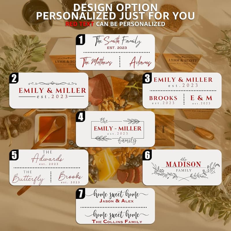 Wedding Gift Personalized Charcuterie Board - Large Customizable Wooden Platter