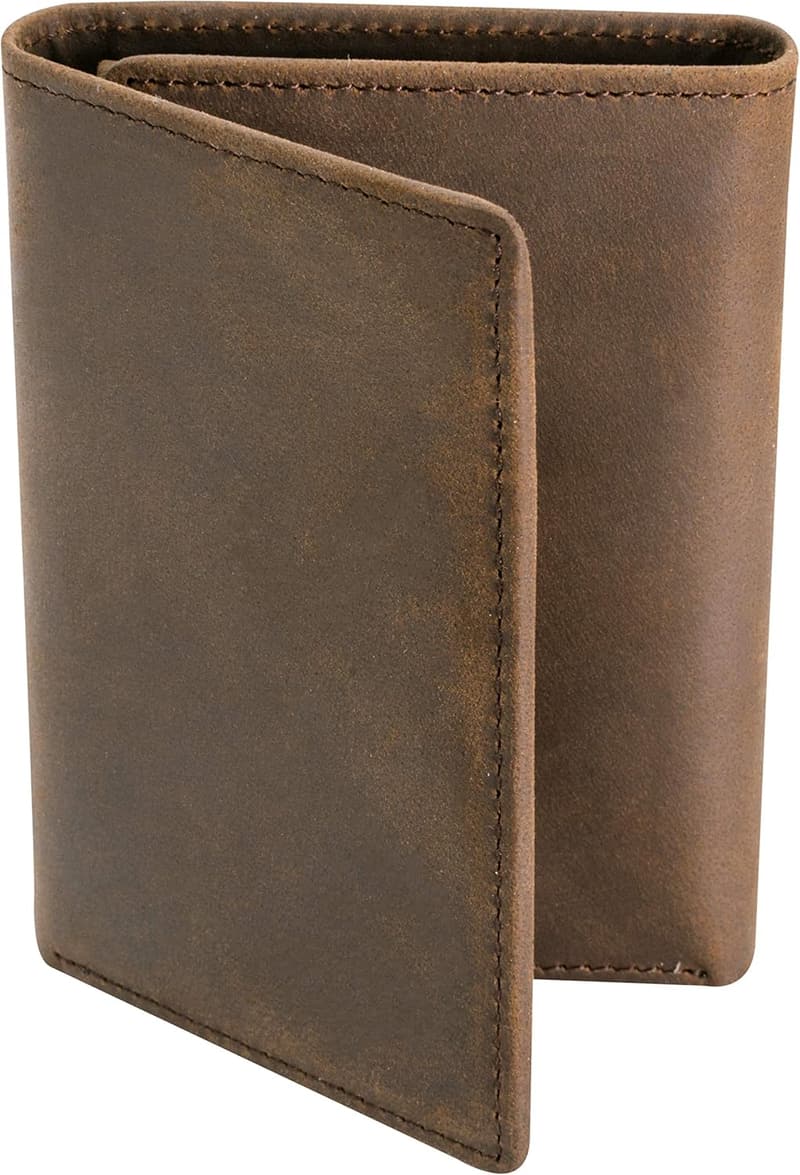 Men's Leather RFID Trifold Wallet - Slim, Flip-Up ID, Gift-Ready