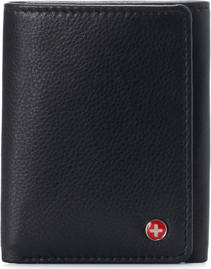 Men's Genuine Leather RFID Trifold Wallet with ID Window