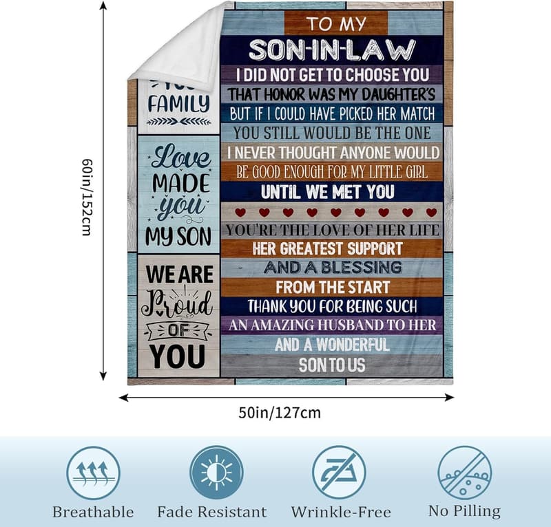 Son-in-Law Gift Blanket - Ideal for Father's Day & Weddings